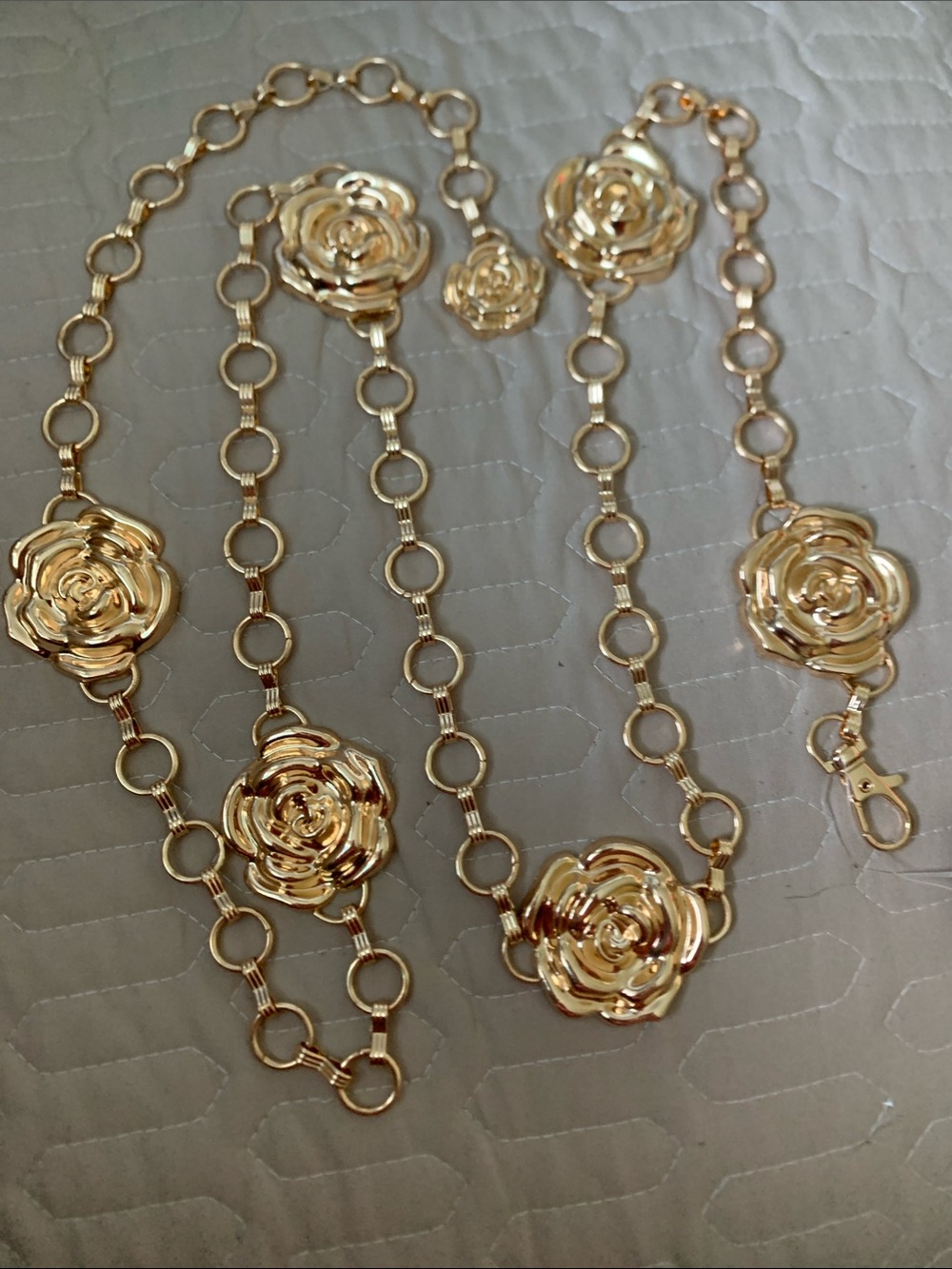Gold Floral Rose Linked Belt for Women